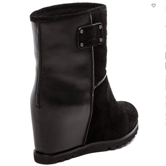 Marc Jacobs Black Suede and Leather Boots Booties Wedge Platform Black - Picture 4 of 12